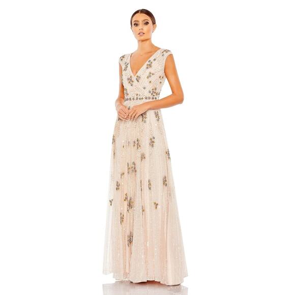 Mac Duggal Dresses & Skirts - Mac Duggal Cap Sleeve Embellished Dress in Blush STYLE 93575 BLUSH SIZE 18